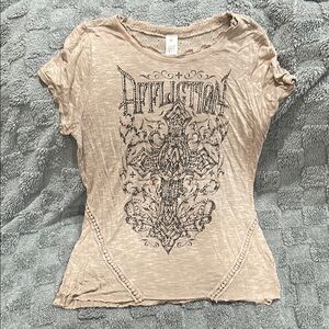 Affliction Cream Graphic Fitted Tee